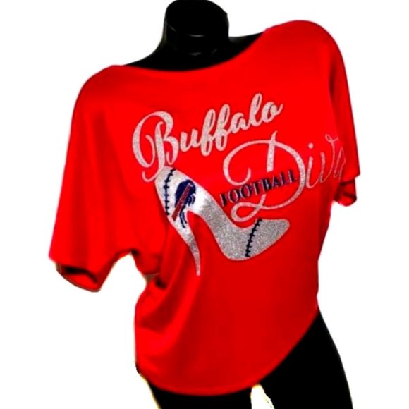 Buffalo Football Diva Red Ladies Relax Tee. - Picture 2 of 4